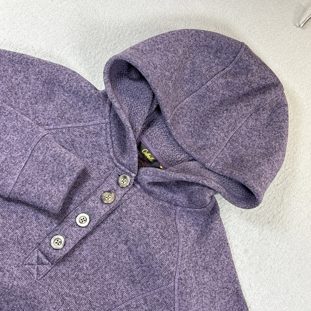 Cabela's Purple Quarter Button Sweatshirt Hoodie Kangaroo Pocket Medium‎ Classic